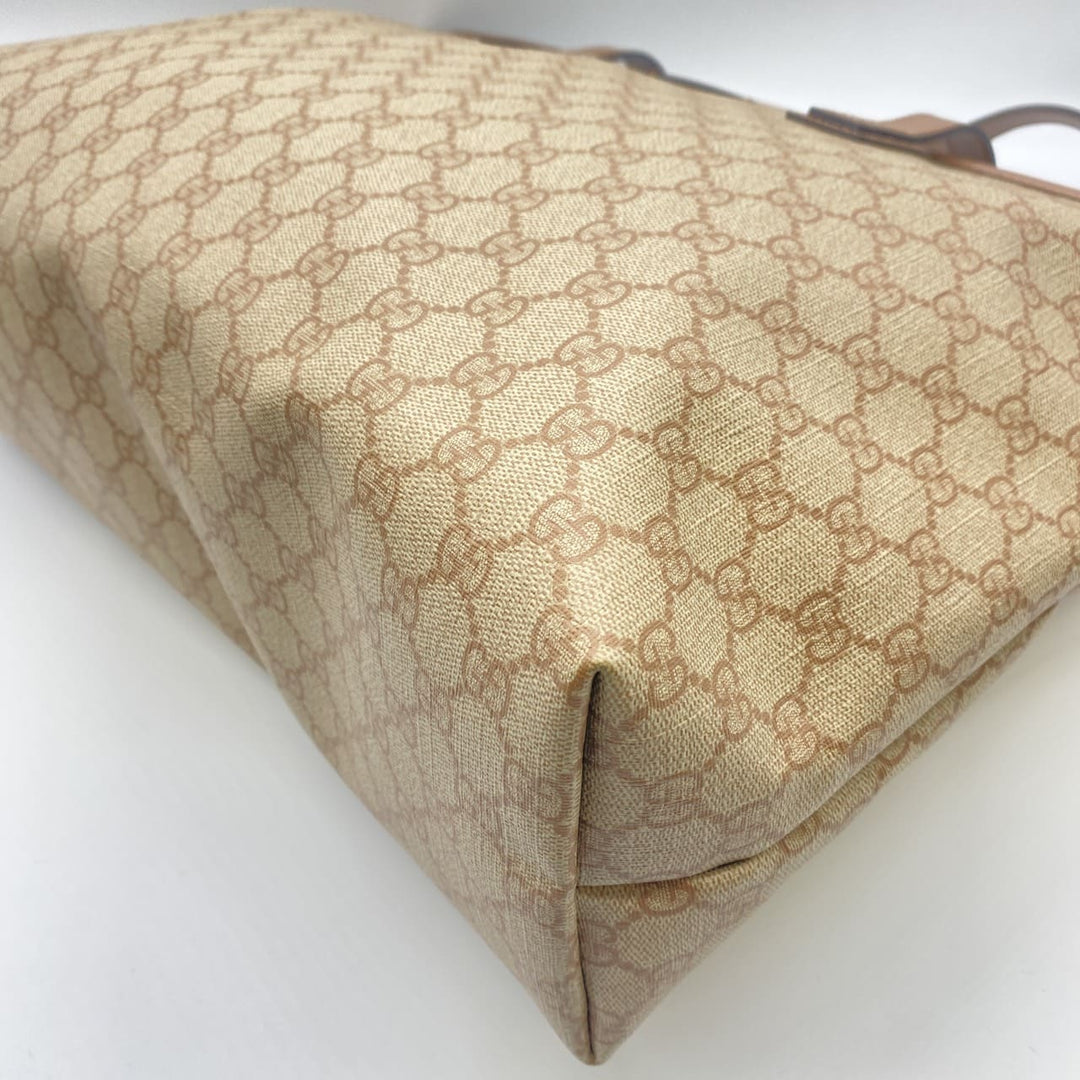 GUCCI グッチ 211120 GGスプリーム トートバッグ PVC ピンクベージュ ヴィンテージ