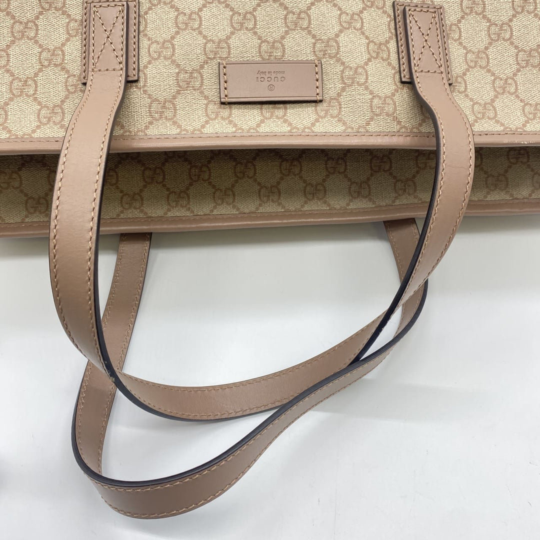 GUCCI グッチ 211120 GGスプリーム トートバッグ PVC ピンクベージュ ヴィンテージ