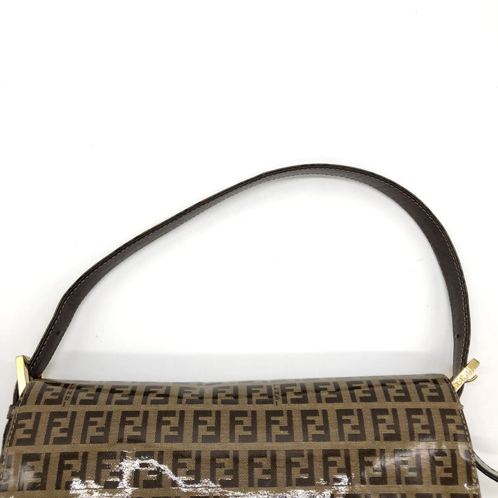 FENDI フェンディ マンマバゲット ショルダーバッグ ブラウン 茶 ビニール/レザー ズッキーノ 総柄