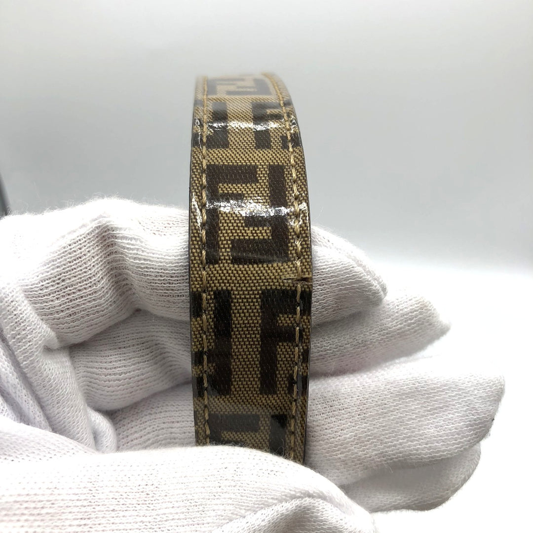 FENDI フェンディ マンマバゲット ショルダーバッグ ブラウン 茶 ビニール/レザー ズッキーノ 総柄