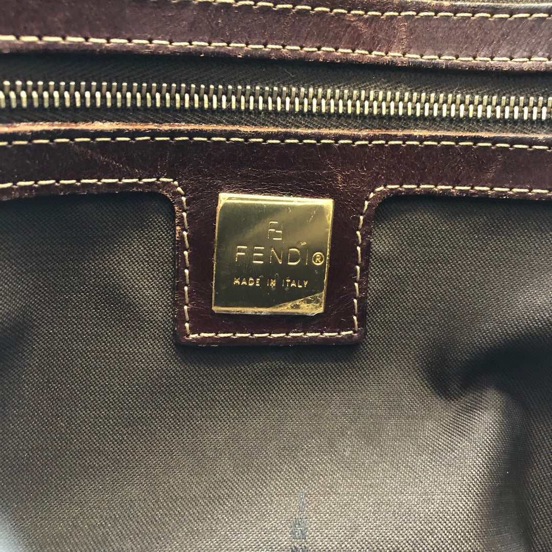 FENDI フェンディ マンマバゲット ショルダーバッグ ブラウン 茶 ビニール/レザー ズッキーノ 総柄