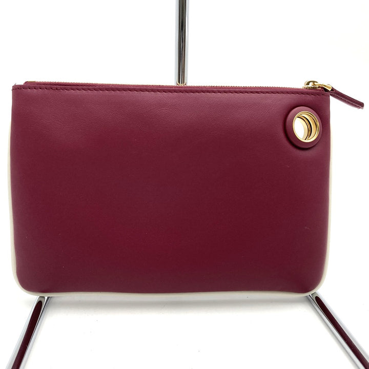 FENDI フェンディ トリプレット 8BS001A1FS ３連ポーチ レザー クラッチバッグ フラワー ホワイト/レッド/ブラウン