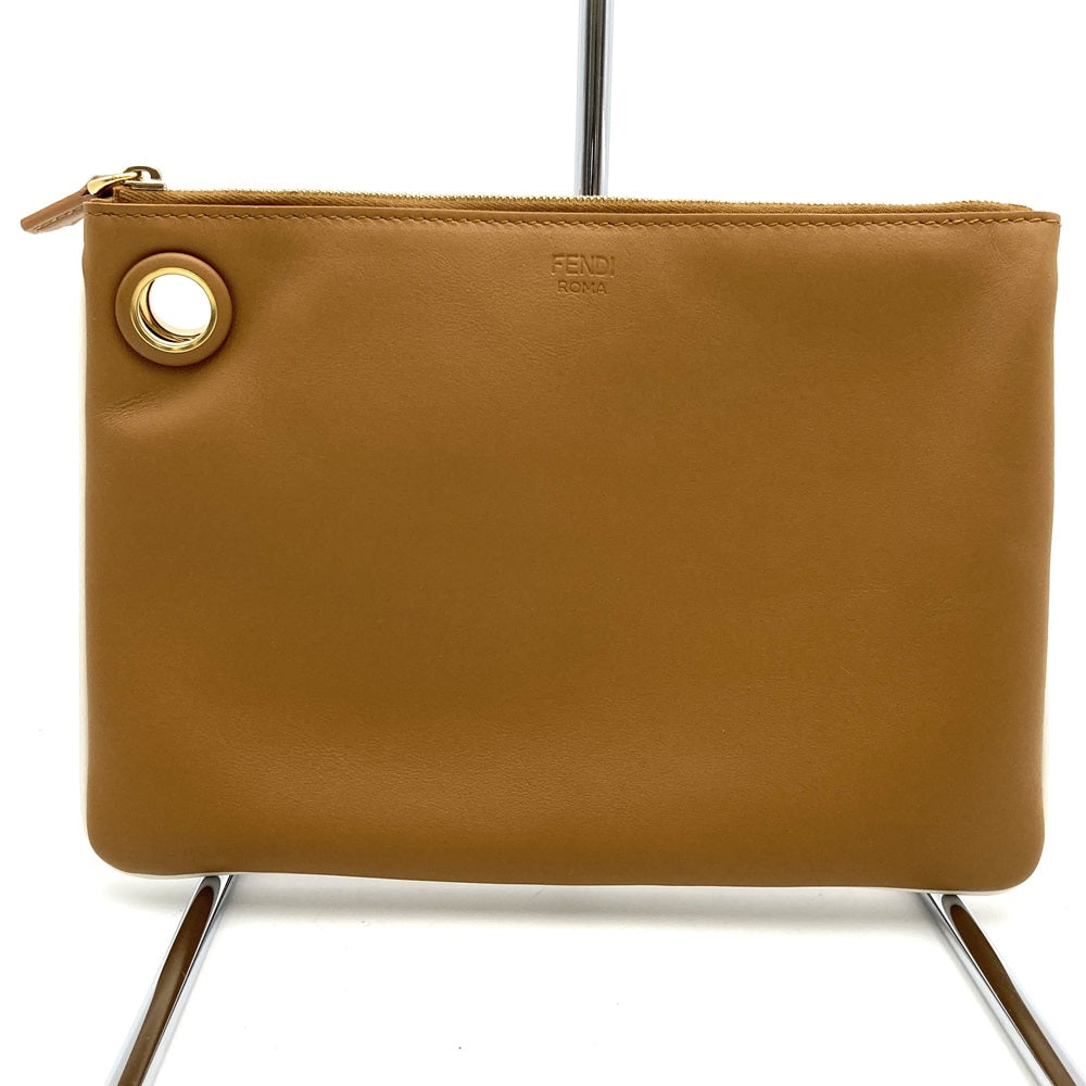 FENDI フェンディ トリプレット 8BS001A1FS ３連ポーチ レザー クラッチバッグ フラワー ホワイト/レッド/ブラウン