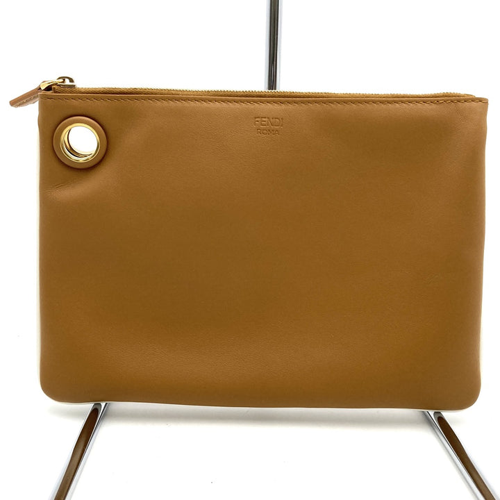FENDI フェンディ トリプレット 8BS001A1FS ３連ポーチ レザー クラッチバッグ フラワー ホワイト/レッド/ブラウン