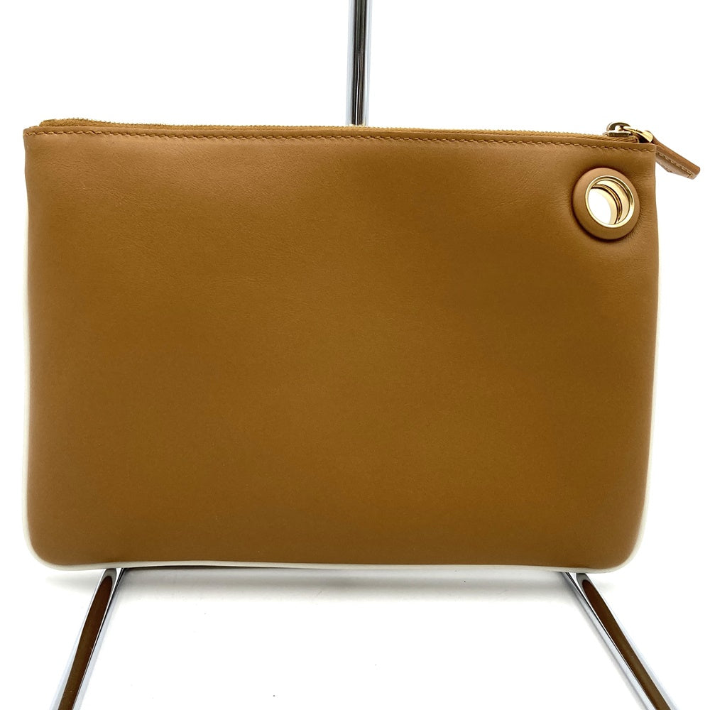 FENDI フェンディ トリプレット 8BS001A1FS ３連ポーチ レザー クラッチバッグ フラワー ホワイト/レッド/ブラウン
