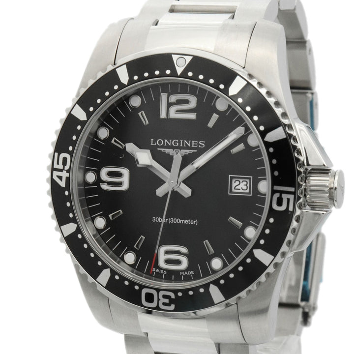 美品 LONGINES ロンジン L3.740.4.56.6 ハイドロコンクエスト 腕時計 QZ ブラック メンズ
