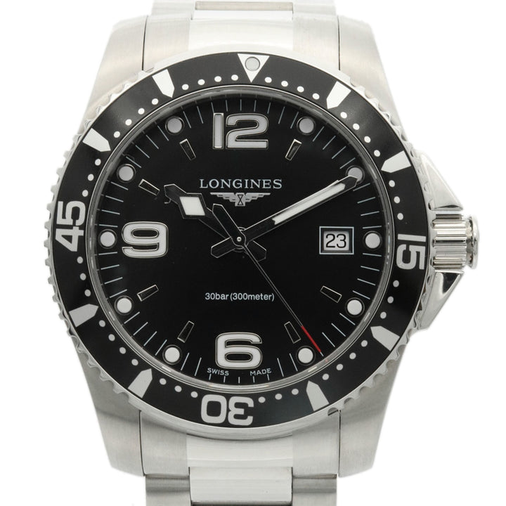 美品 LONGINES ロンジン L3.740.4.56.6 ハイドロコンクエスト 腕時計 QZ ブラック メンズ
