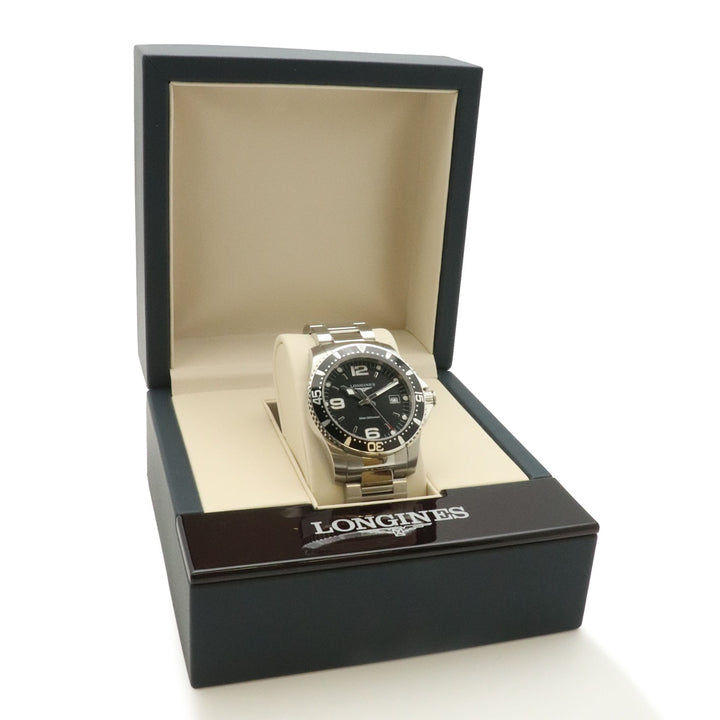 美品 LONGINES ロンジン L3.740.4.56.6 ハイドロコンクエスト 腕時計 QZ ブラック メンズ
