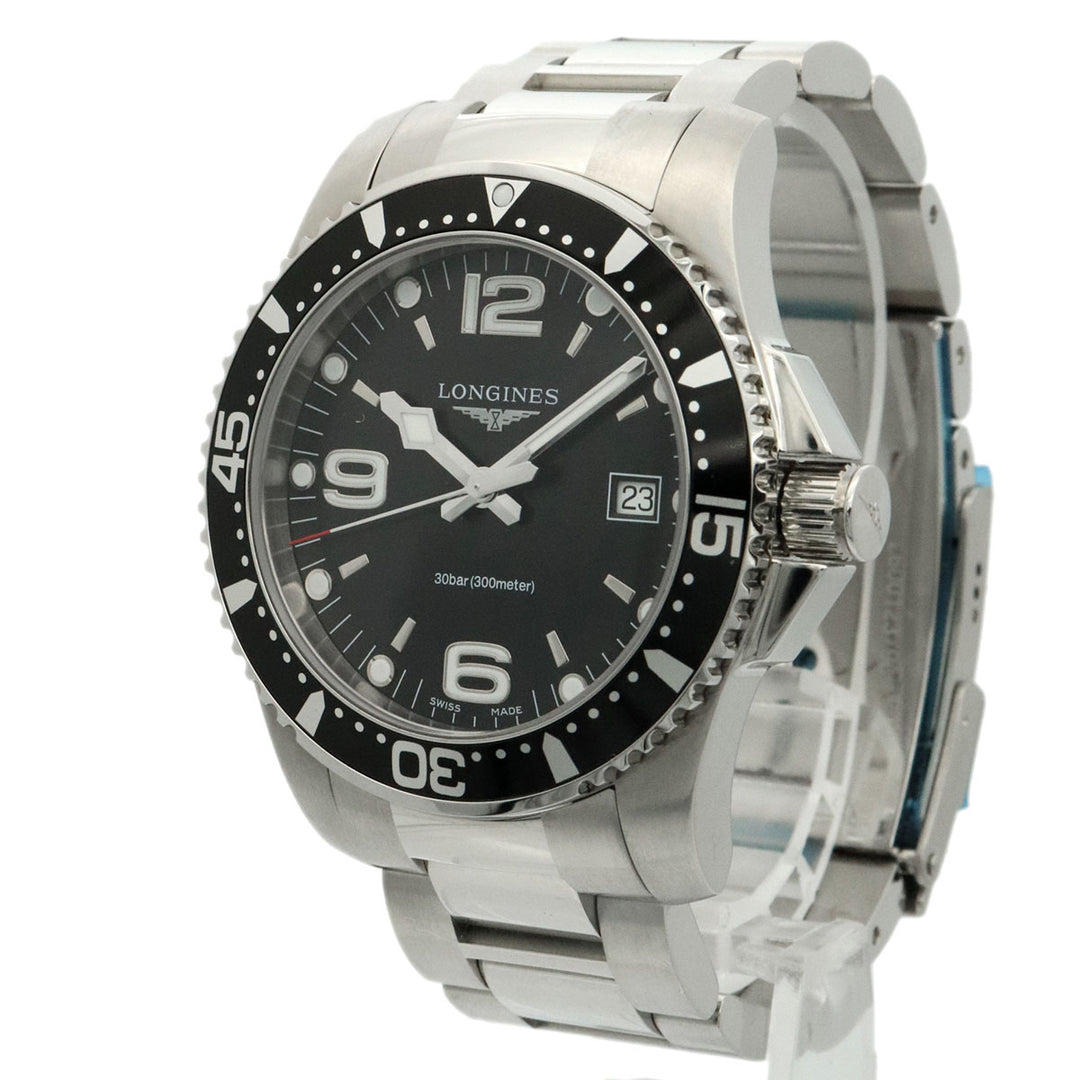 美品 LONGINES ロンジン L3.740.4.56.6 ハイドロコンクエスト 腕時計 QZ ブラック メンズ
