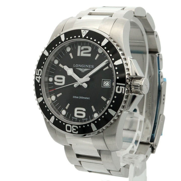 美品 LONGINES ロンジン L3.740.4.56.6 ハイドロコンクエスト 腕時計 QZ ブラック メンズ
