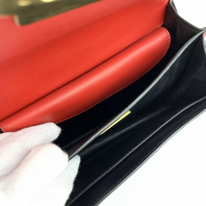 PRADA プラダ カイエ 斜め掛け ミニショルダーバッグ サフィアーノレザー レッド/ブラック/ゴールド 赤/黒