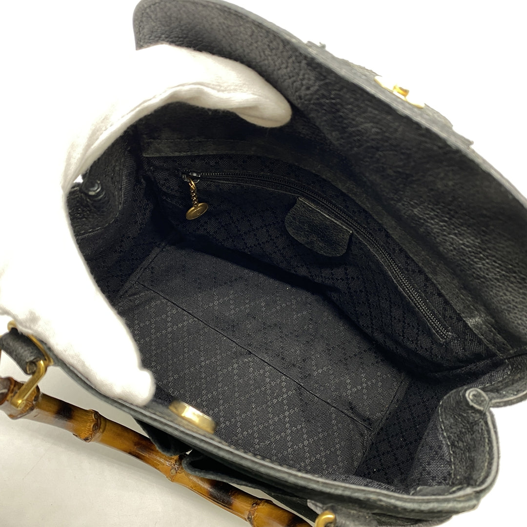 GUCCI グッチ 000 122 0316 バンブー ハンドバッグ スウェード ブラック