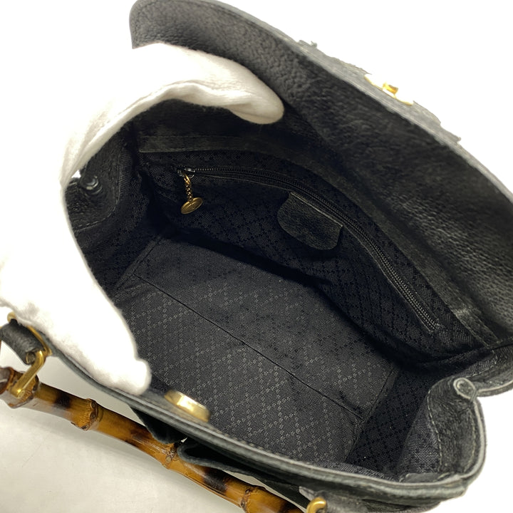 GUCCI グッチ 000 122 0316 バンブー ハンドバッグ スウェード ブラック