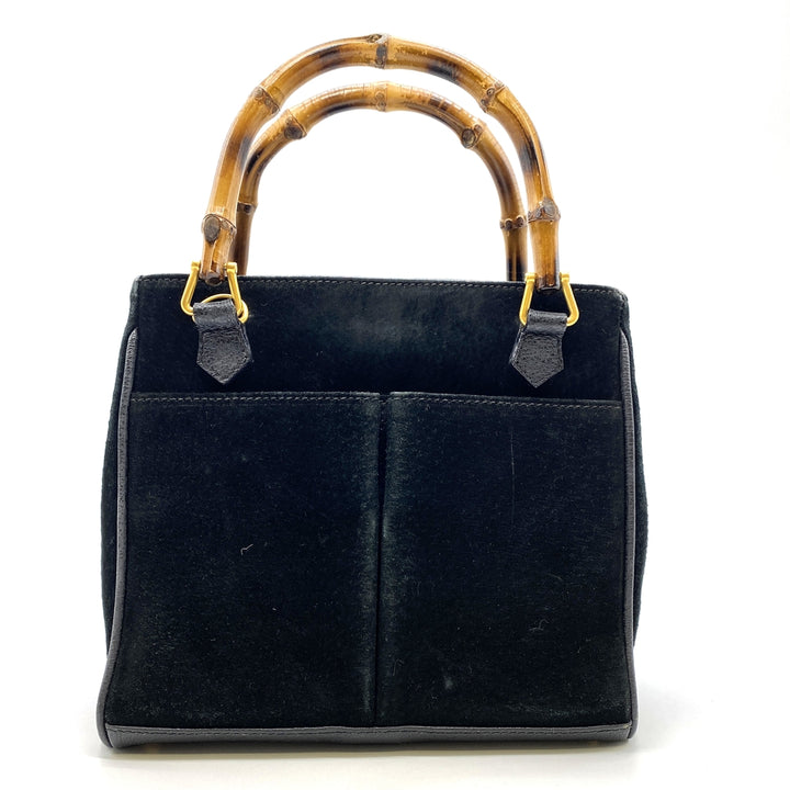 GUCCI グッチ 000 122 0316 バンブー ハンドバッグ スウェード ブラック