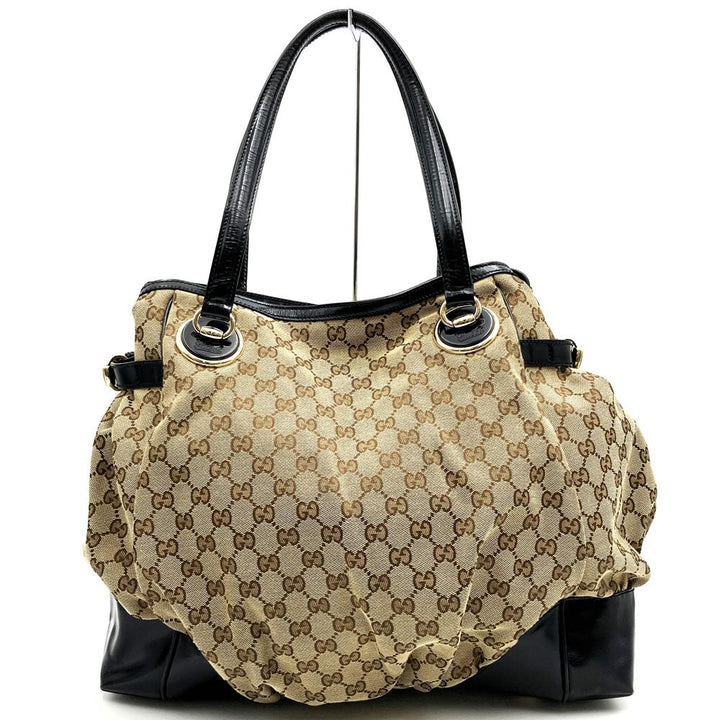 GUCCI グッチ 203528 トートバッグ ショルダーバッグ GGキャンバス ベージュ×ブラック ブランド
