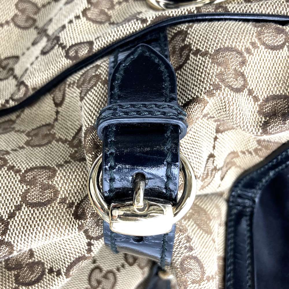 GUCCI グッチ 203528 トートバッグ ショルダーバッグ GGキャンバス ベージュ×ブラック ブランド