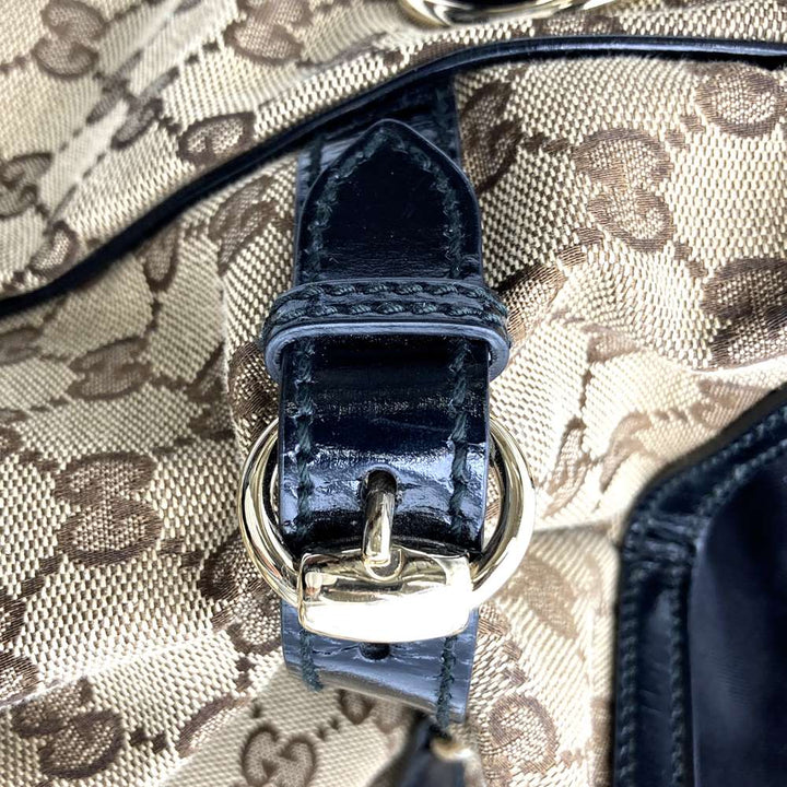 GUCCI グッチ 203528 トートバッグ ショルダーバッグ GGキャンバス ベージュ×ブラック ブランド