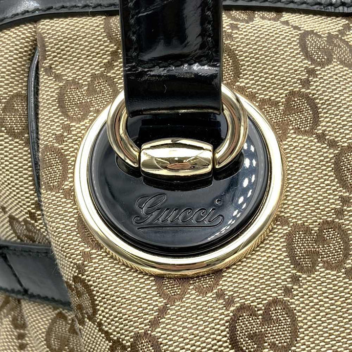 GUCCI グッチ 203528 トートバッグ ショルダーバッグ GGキャンバス ベージュ×ブラック ブランド