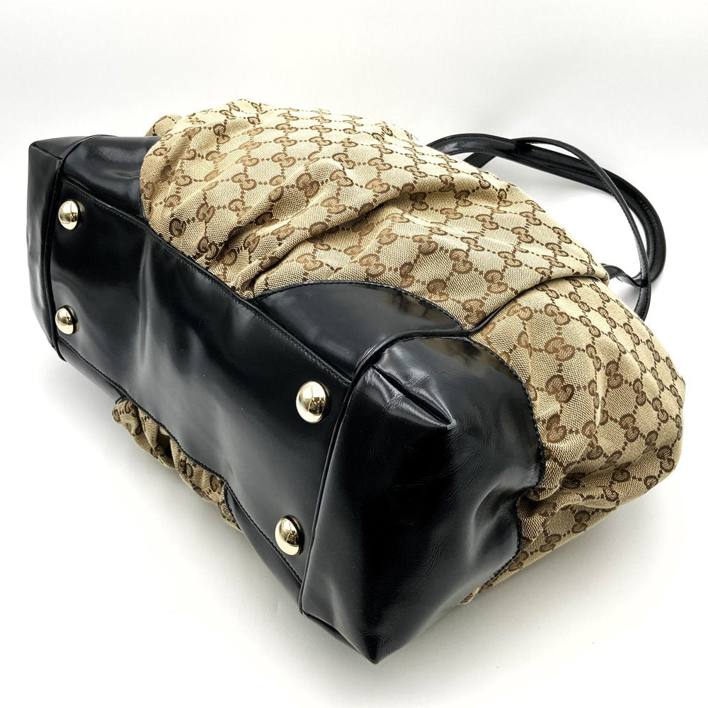 GUCCI グッチ 203528 トートバッグ ショルダーバッグ GGキャンバス ベージュ×ブラック ブランド