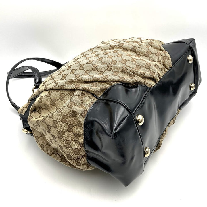 GUCCI グッチ 203528 トートバッグ ショルダーバッグ GGキャンバス ベージュ×ブラック ブランド