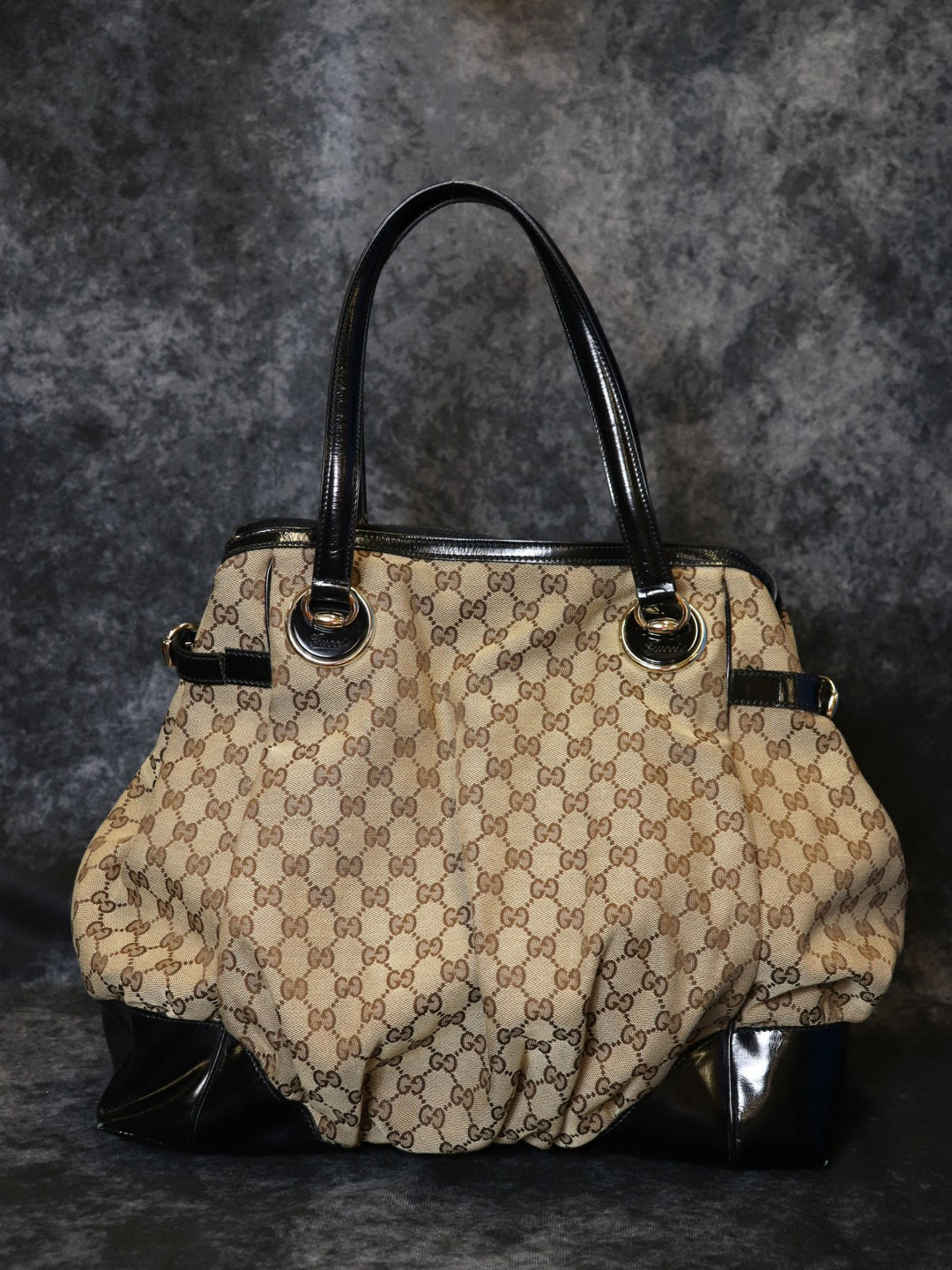 GUCCI グッチ 203528 トートバッグ ショルダーバッグ GGキャンバス ベージュ×ブラック ブランド