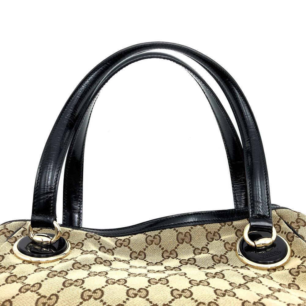 GUCCI グッチ 203528 トートバッグ ショルダーバッグ GGキャンバス ベージュ×ブラック ブランド