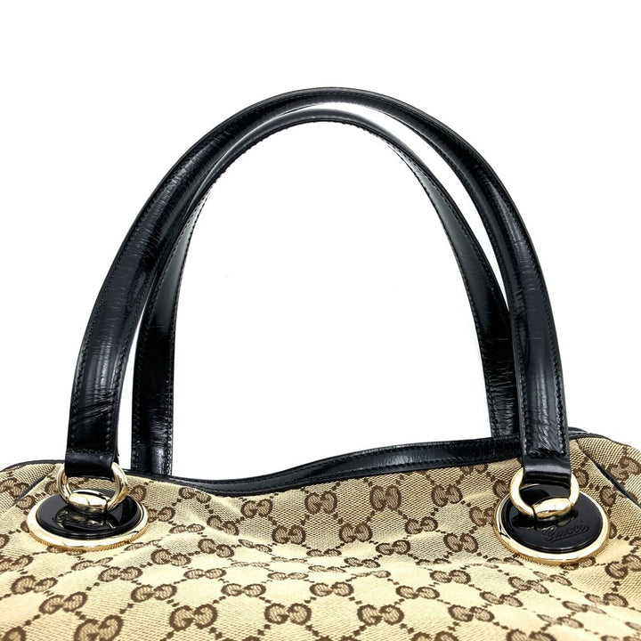 GUCCI グッチ 203528 トートバッグ ショルダーバッグ GGキャンバス ベージュ×ブラック ブランド