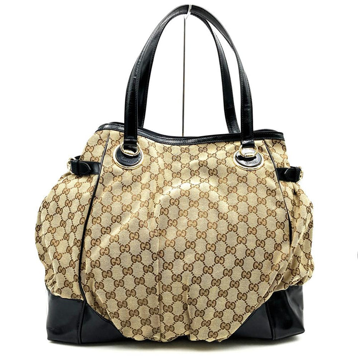 GUCCI グッチ 203528 トートバッグ ショルダーバッグ GGキャンバス ベージュ×ブラック ブランド