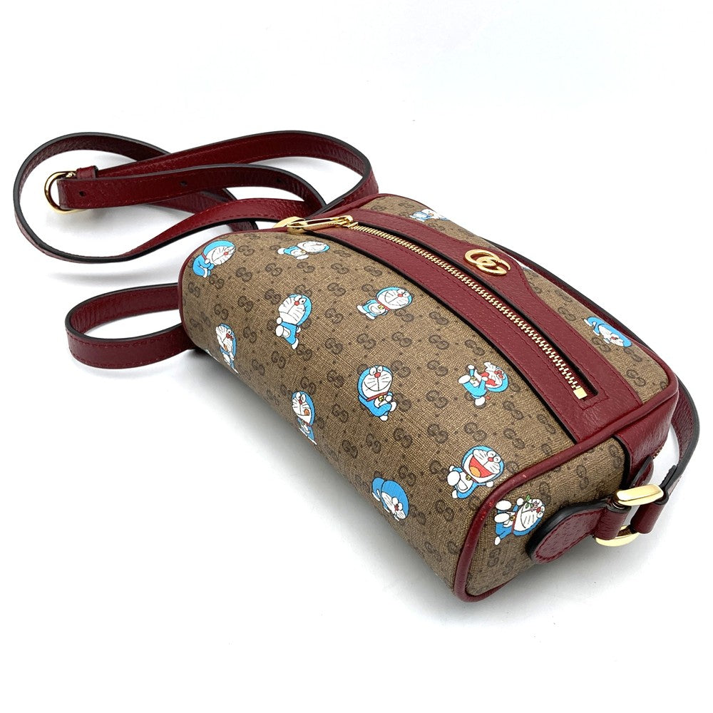 GUCCI グッチ 647784 ドラえもんコラボ ショルダーバッグ マイクロGG ブラウン レッド レディース