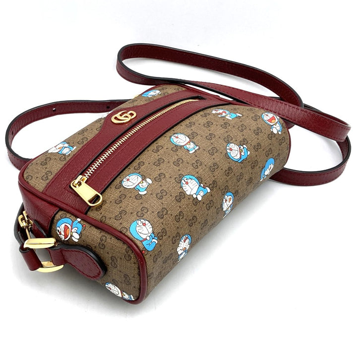 GUCCI グッチ 647784 ドラえもんコラボ ショルダーバッグ マイクロGG ブラウン レッド レディース