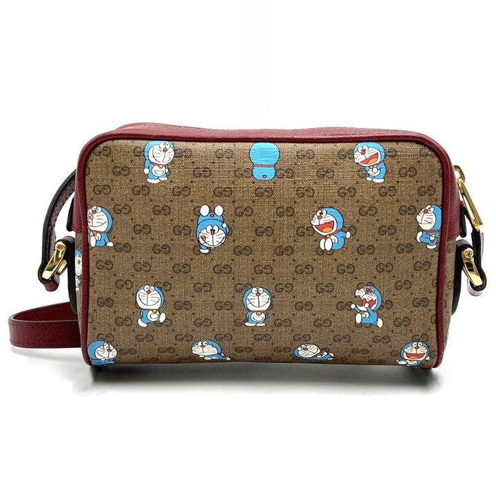 GUCCI グッチ 647784 ドラえもんコラボ ショルダーバッグ マイクロGG ブラウン レッド レディース