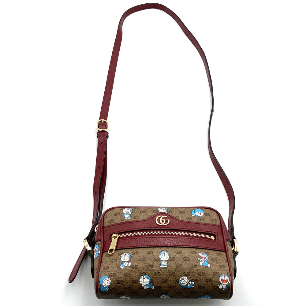 GUCCI グッチ 647784 ドラえもんコラボ ショルダーバッグ マイクロGG ブラウン レッド レディース