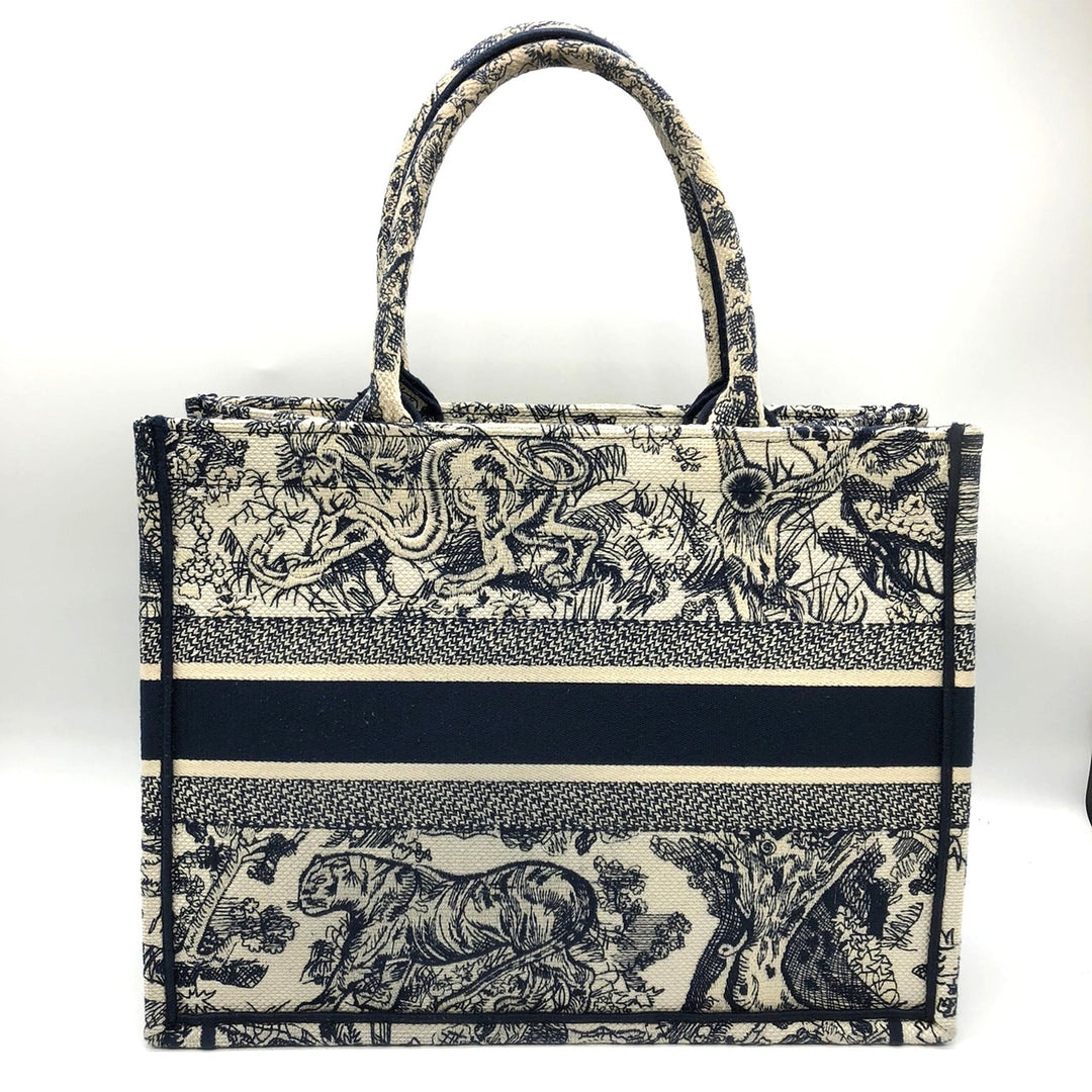 Christian Dior クリスチャンディオール ブックトート ミディアム トワル ドゥ ジュイ ソヴァージュトートバッグ ネイビー 紺 タイガー虎 キャンバス