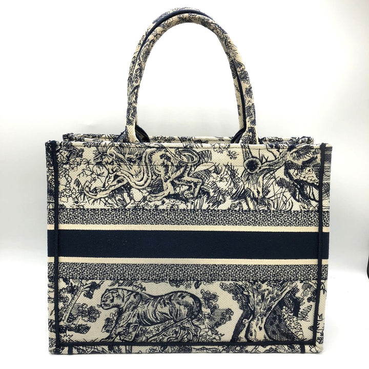 Christian Dior クリスチャンディオール ブックトート ミディアム トワル ドゥ ジュイ ソヴァージュトートバッグ ネイビー 紺 タイガー虎 キャンバス