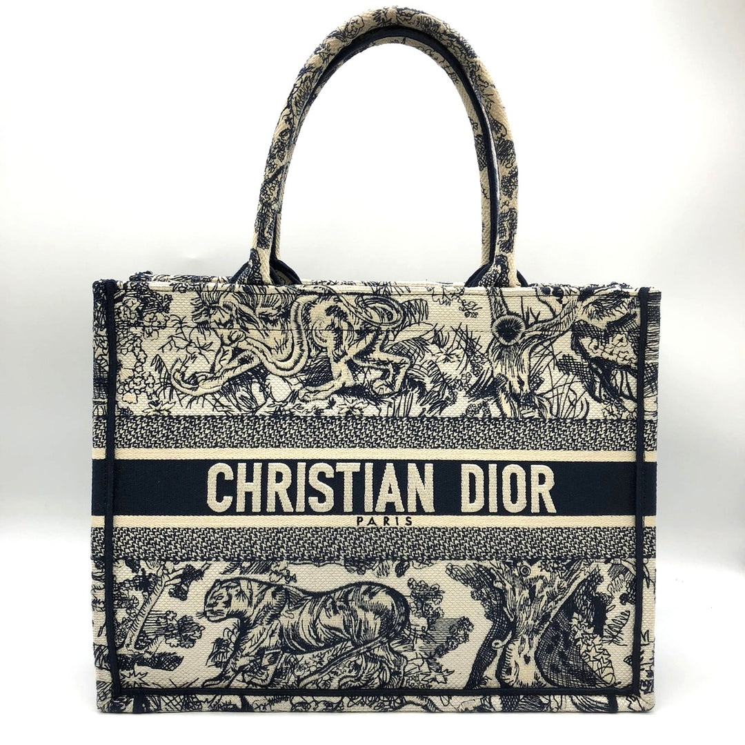 Christian Dior クリスチャンディオール ブックトート ミディアム トワル ドゥ ジュイ ソヴァージュトートバッグ ネイビー 紺 タイガー虎 キャンバス