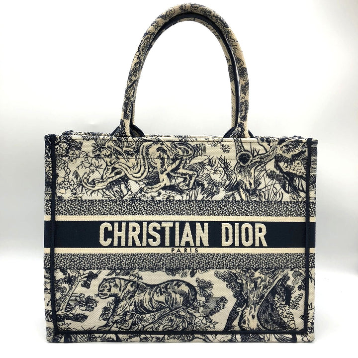 Christian Dior クリスチャンディオール ブックトート ミディアム トワル ドゥ ジュイ ソヴァージュトートバッグ ネイビー 紺 タイガー虎 キャンバス