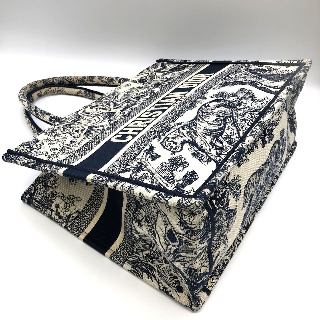 Christian Dior クリスチャンディオール ブックトート ミディアム トワル ドゥ ジュイ ソヴァージュトートバッグ ネイビー 紺 タイガー虎 キャンバス