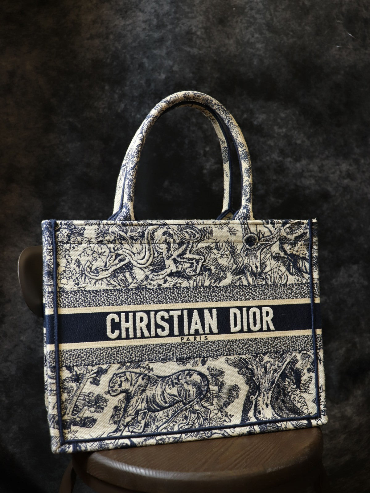 クリスチャンディオール ブックトート ミディアム トワルドゥジュイ ネイビー 紺 Christian Dior クリスチャンディオール ブックトート ミディアム