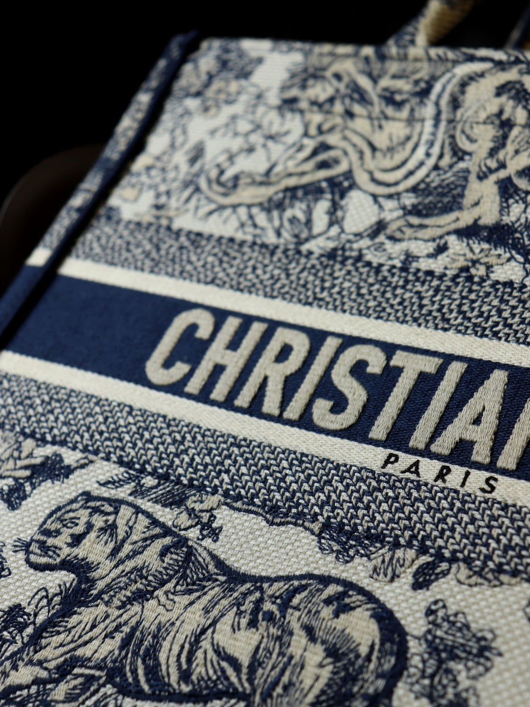 Christian Dior クリスチャンディオール ブックトート ミディアム トワル ドゥ ジュイ ソヴァージュトートバッグ ネイビー 紺 タイガー虎 キャンバス