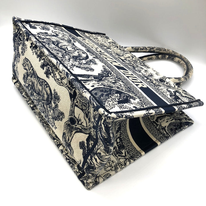 Christian Dior クリスチャンディオール ブックトート ミディアム トワル ドゥ ジュイ ソヴァージュトートバッグ ネイビー 紺 タイガー虎 キャンバス