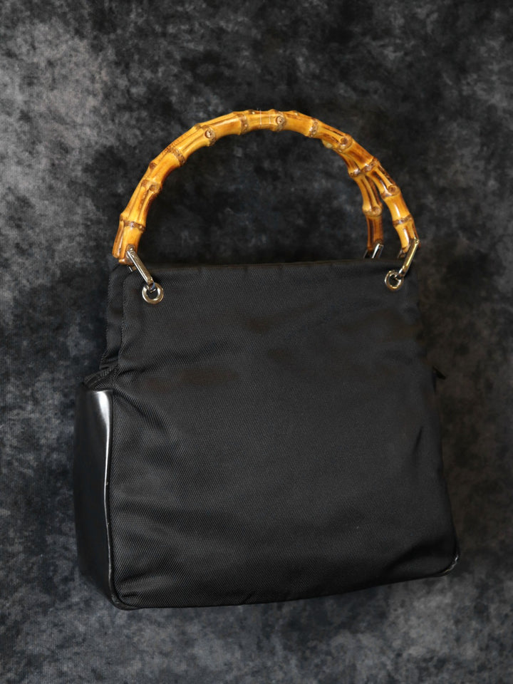 GUCCI グッチ 000・1014 バンブー ハンドバッグ 手提げ ブラック ナイロン