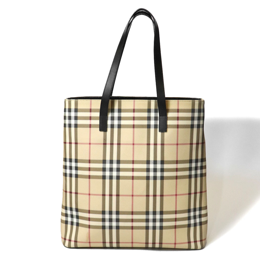 BURBERRY バーバリー ノバチェック トートバッグ ショルダーバッグ PVC/レザー ベージュ
