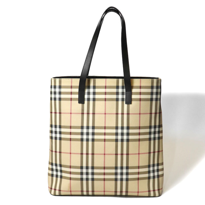 BURBERRY バーバリー ノバチェック トートバッグ ショルダーバッグ PVC/レザー ベージュ