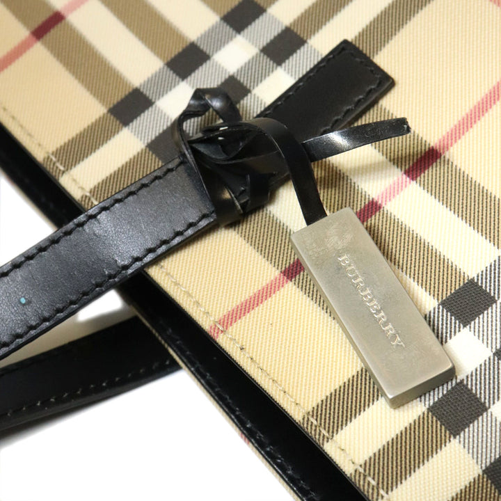 BURBERRY バーバリー ノバチェック トートバッグ ショルダーバッグ PVC/レザー ベージュ