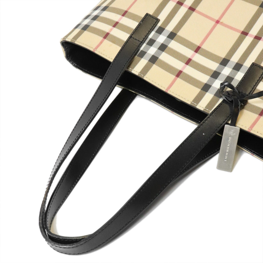 BURBERRY バーバリー ノバチェック トートバッグ ショルダーバッグ PVC/レザー ベージュ