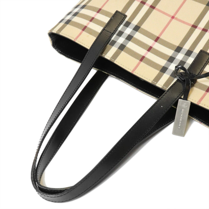 BURBERRY バーバリー ノバチェック トートバッグ ショルダーバッグ PVC/レザー ベージュ