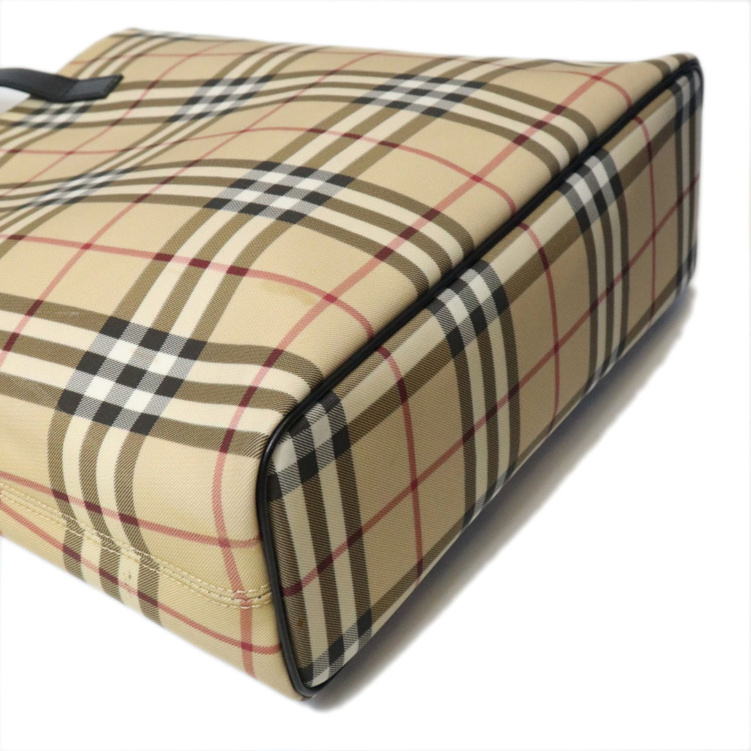 BURBERRY バーバリー ノバチェック トートバッグ ショルダーバッグ PVC/レザー ベージュ