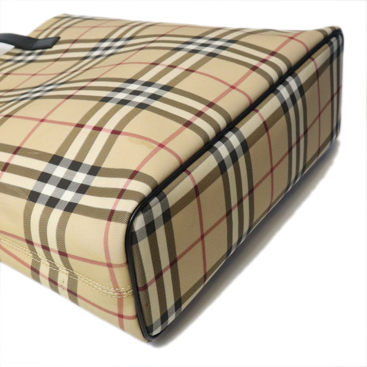 BURBERRY バーバリー ノバチェック トートバッグ ショルダーバッグ PVC/レザー ベージュ