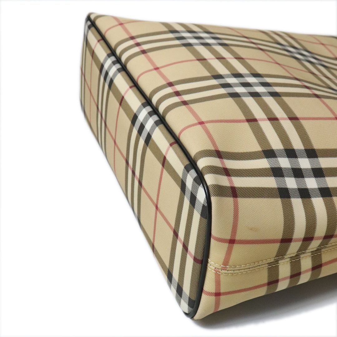 BURBERRY バーバリー ノバチェック トートバッグ ショルダーバッグ PVC/レザー ベージュ