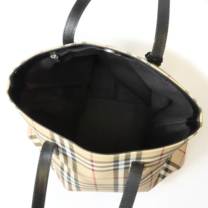 BURBERRY バーバリー ノバチェック トートバッグ ショルダーバッグ PVC/レザー ベージュ